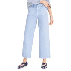 J Crew Point Sur Washed Wide Leg Crop Pants In Amalfi Blue